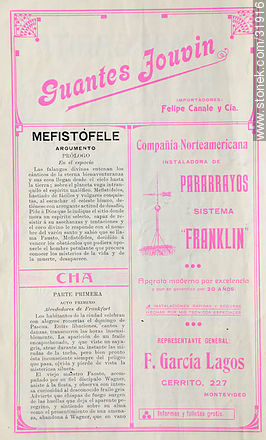 Página de programa antiguo del teatro Solís (principios del siglo XX) - Departamento de Montevideo - URUGUAY. Foto No. 31916