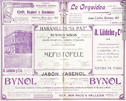 Página de programa antiguo del teatro Solís (principios del siglo XX) - Departamento de Montevideo - URUGUAY. Foto No. 31914
