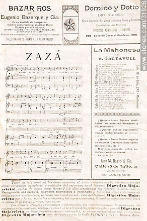 Página de programa antiguo del teatro Solís (principios del siglo XX). - Departamento de Montevideo - URUGUAY. Foto No. 31926