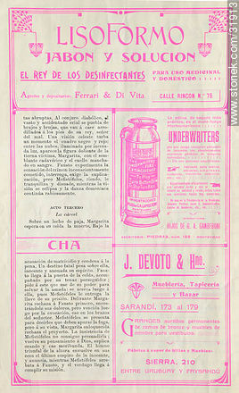 Página de programa antiguo del teatro Solís (principios del siglo XX) - Departamento de Montevideo - URUGUAY. Foto No. 31913