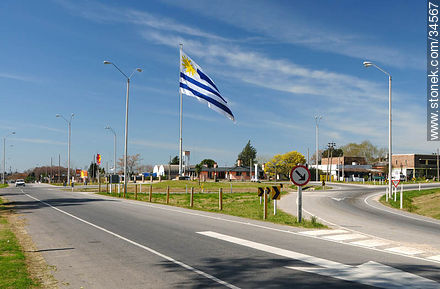 Uruguayan flag in front of the Parque Rodó. Route 11. - San José - URUGUAY. Photo #34567