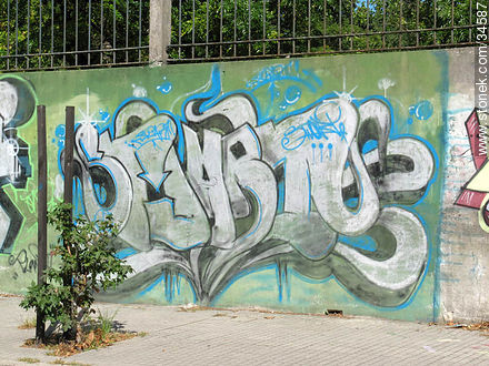Graffitis in Buceo quarter - Department of Montevideo - URUGUAY. Photo #34587