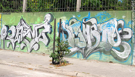 Graffitis in Buceo quarter - Department of Montevideo - URUGUAY. Photo #34585