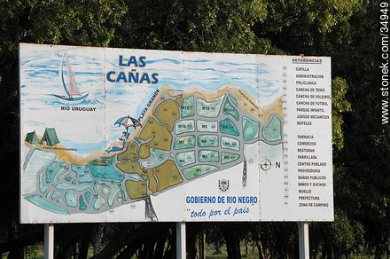 Plano del Balneario Las Cañas - Departamento de Río Negro - URUGUAY. Foto No. 34949