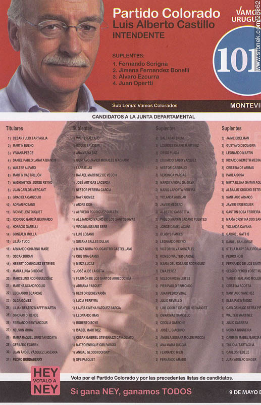 Municipal election 2010 candidate list. - Department of Montevideo - URUGUAY. Photo #35862