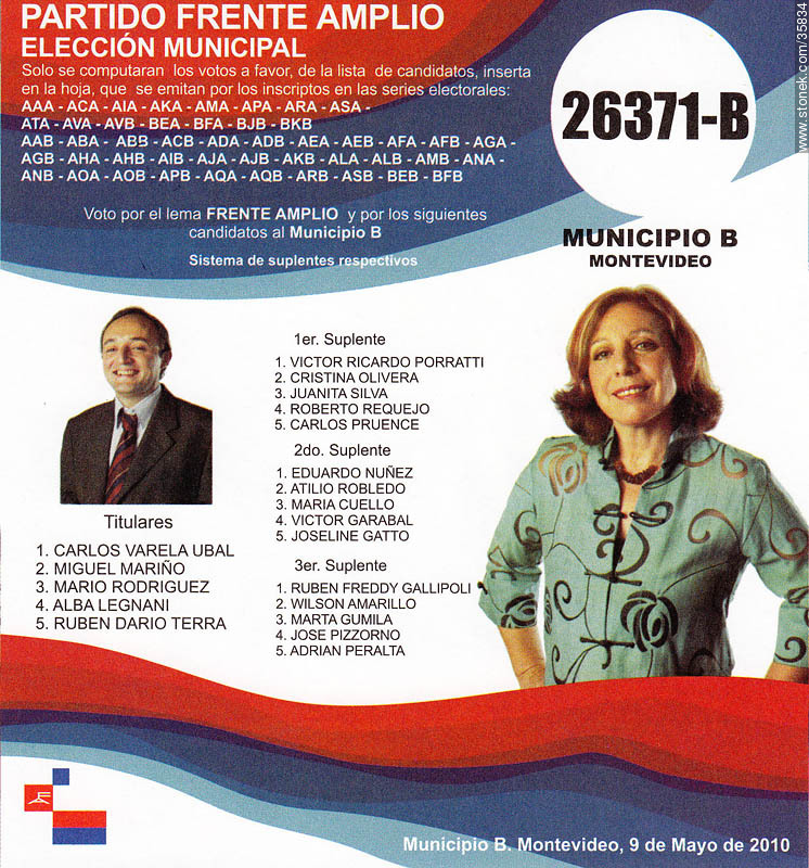 Municipal election 2010 candidate list. - Department of Montevideo - URUGUAY. Photo #35834