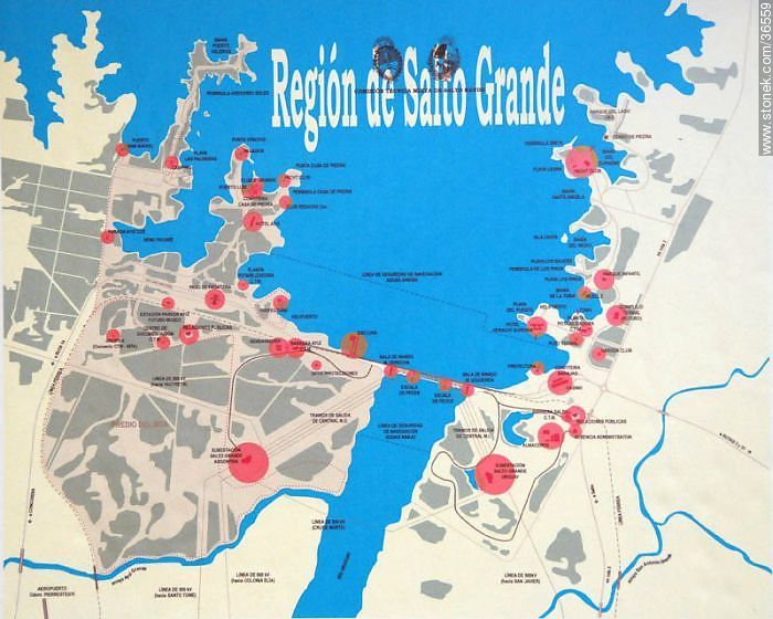 Mapa de la región de Salto Grande - Departamento de Salto - URUGUAY. Foto No. 36559