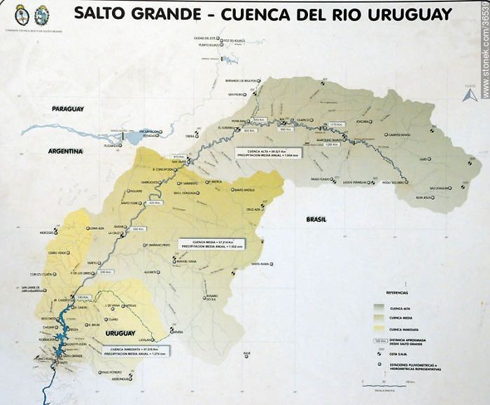 Map of the Uruguay river's basin. - Department of Salto - URUGUAY. Photo #36539