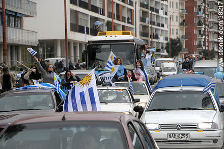 Uruguayan footbal soccer team reception after playing the World Cup in South Africa, 2010. -  - URUGUAY. Photo #38217
