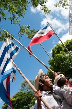 Uruguayan patriotic flags - Tacuarembo - URUGUAY. Photo #40209
