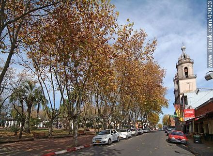Parroquia San Isidro frente a la plaza. - Departamento de Canelones - URUGUAY. Foto No. 43003