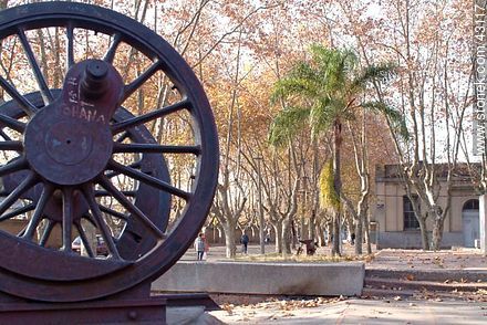 Old railway wheel in Bvar. Aparicio Saravia - Department of Montevideo - URUGUAY. Photo #43117