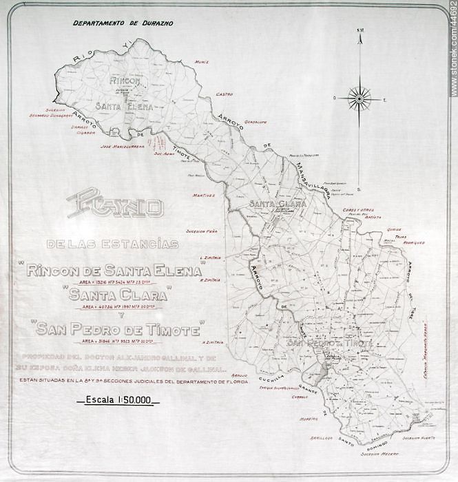 1920 map - Department of Florida - URUGUAY. Photo #44692