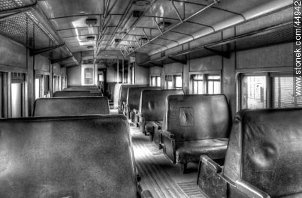 Inside an old railway wagon - Department of Montevideo - URUGUAY. Photo #44942