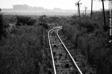 Railroad tracks on a curve. -  - MORE IMAGES. Photo #45102