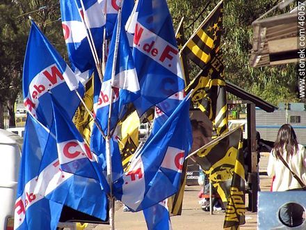 Flags and t-shirts of Nacional and Peñarol. - Department of Montevideo - URUGUAY. Photo #46057