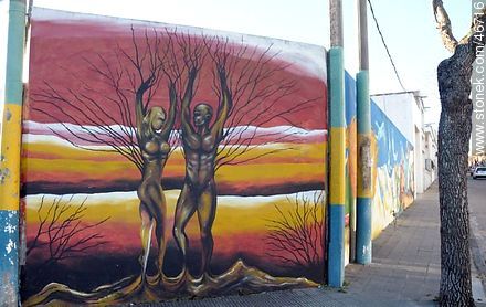 Mural de la ciudad de Rosario. Ituzaingó y 19 de Abril. - Departamento de Colonia - URUGUAY. Foto No. 46716