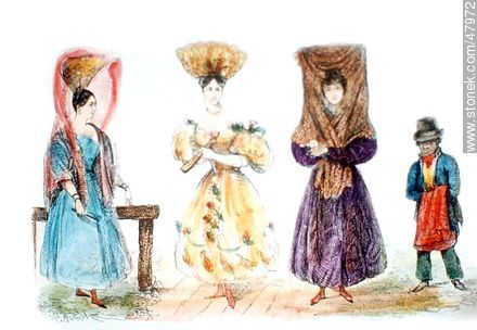 Vestimentas femeninas de principios del siglo XIX -  - URUGUAY. Foto No. 47972