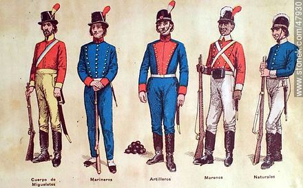 Uniformes militares en América del Sur en el siglo XIX -  - URUGUAY. Foto No. 47930
