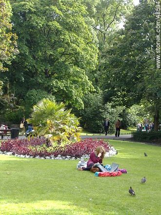 Resting in the grass at the park Saint Stephen's Green - Ireland - BRITISH ISLANDS. Photo #48594