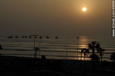 Fishing boats at sunset on the Arica Coast - Chile - Others in SOUTH AMERICA. Photo #49866