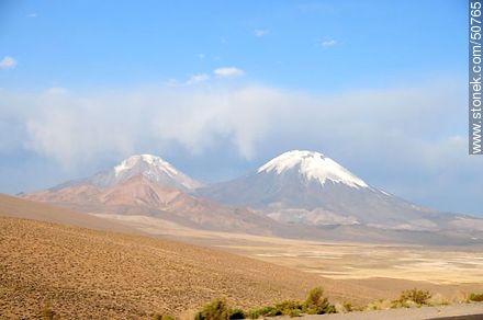 Pomerape and Parinacota volcanoes in the mountains of Nevados de Payachatas - Chile - Others in SOUTH AMERICA. Photo #50765