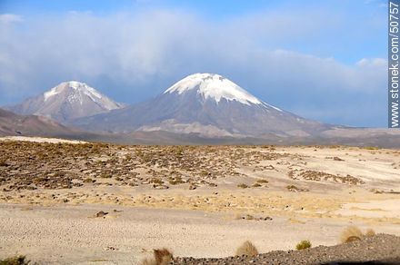 Pomerape and Parinacota volcanoes in the mountains of Nevados de Payachatas - Chile - Others in SOUTH AMERICA. Photo #50757