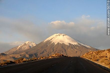 Parinacota volcano and route 11. Altitude: 4610m. - Chile - Others in SOUTH AMERICA. Photo #50719