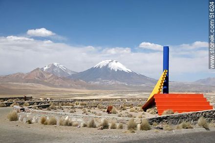 Pomerape and Parinacota volcanoes of Nevados de Payachatas chain. Panpipe. - Chile - Others in SOUTH AMERICA. Photo #51624