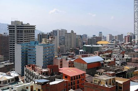 View of a section of the city of La Paz. With yellow roof, the Julio Borelli Coliseum - Bolivia - Others in SOUTH AMERICA. Photo #52131