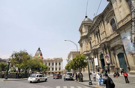 Calles Comercio y Socaboya en La Paz. Catedral Metropolitana Nuestra Señora de La Paz. Plaza Murillo. - Bolivia - Otros AMÉRICA del SUR. Foto No. 52228