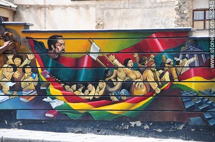 Grafiti frente al Palacio Consistorial. Gobierno Municipal de La Paz. Alcaldía. Calle Mercado. - Bolivia - Otros AMÉRICA del SUR. Foto No. 52345