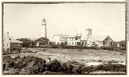 Antigua imagen de la península de Punta del Este, el faro y la Iglesia - Punta del Este y balnearios cercanos - URUGUAY. Foto No. 53002