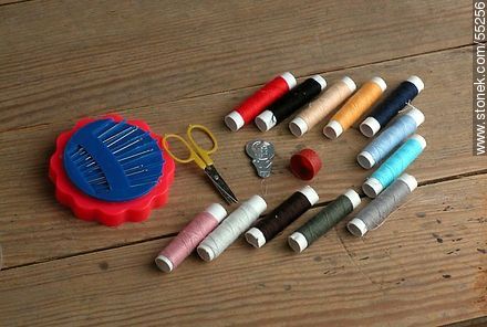 Sewing kit with needles, thread, scissors, needle threader and thimble -  - MORE IMAGES. Photo #55256