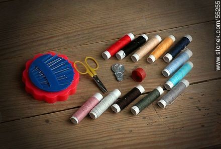 Sewing kit with needles, thread, scissors, needle threader and thimble -  - MORE IMAGES. Photo #55255