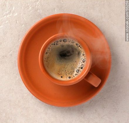 Steaming cup of coffee. Top view. -  - MORE IMAGES. Photo #55259