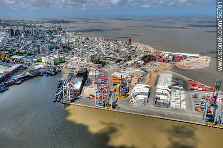 Terminal TCP and aerial view of the city of Montevideo - Department of Montevideo - URUGUAY. Photo #55701