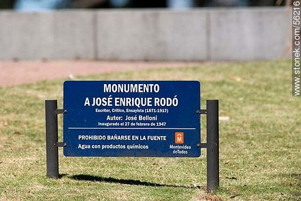 Cartel del monumento a Rodó - Departamento de Montevideo - URUGUAY. Foto No. 56216