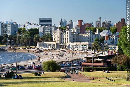 View of the beach Ramirez and Mercosur building from the quarries of Parque Rodo - Department of Montevideo - URUGUAY. Photo #56339