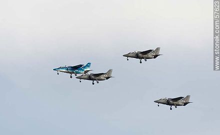 FMA IA 63 Formation of Argentine Air Force with the landing gear on - Department of Montevideo - URUGUAY. Photo #57623