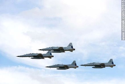 Formation of aircraft F-5 Tiger III of the Chilean Air Force - Department of Montevideo - URUGUAY. Photo #57615
