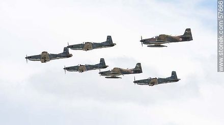 Formation of Pilatus PC-7 of the Uruguayan Air Force and Tucanos of the Paraguayan Air Force - Department of Montevideo - URUGUAY. Photo #57666