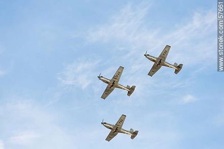 Formation of Pilatus PC-7 aircrafts - Department of Montevideo - URUGUAY. Photo #57661