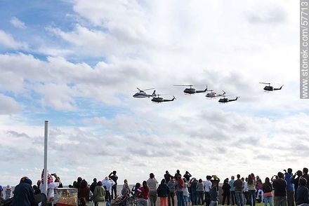 Group of helicopters  of the Uruguayan Air Force. UH-1H Iroquois, Dauphin and Bell 212 - Department of Montevideo - URUGUAY. Photo #57713