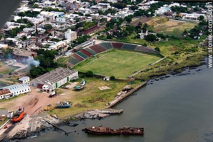 Aerial view of the Olimpic Stadium of Rampla Juniors - Department of Montevideo - URUGUAY. Photo #58091