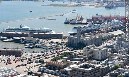 Three cruise ships in port. National Port - Department of Montevideo - URUGUAY. Photo #58251