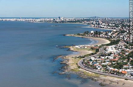 Aerial view of winding Montevideo Rambla O'Higgins in Punta Gorda. Beaches La Mulata and Verde. Club Nautico. - Department of Montevideo - URUGUAY. Photo #58313