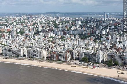 Aerial view of the Rambla Rep. of Peru, Pocitos Beach. Streets  Pagola, Barreiro and Pereira. - Department of Montevideo - URUGUAY. Photo #58375