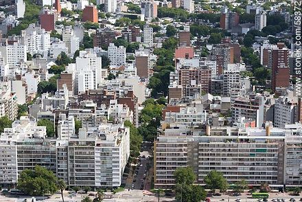 Aerial view of the street  Manuel Pagola and buildings on Juan Benito Blanco Street - Department of Montevideo - URUGUAY. Photo #58372