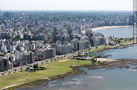 Aerial view of the square Daniel Muñoz in Trouville. Rambla Gandhi. - Department of Montevideo - URUGUAY. Photo #58356